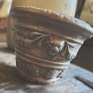 Artisan Hand-Patinated Planter | Latte, Taupe & Silver Finish | One-of-a-Kind